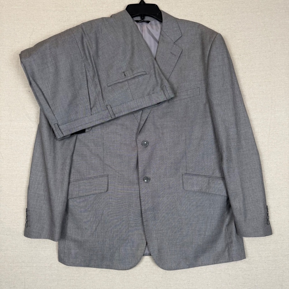 Tzarelli 2 Piece Suit 46R/36R Italian 100% Wool Super 150s Grey Micro-Check